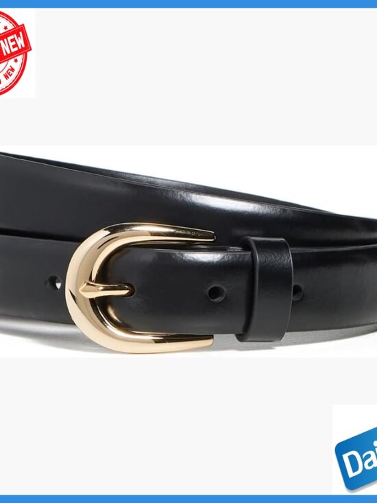 Leather Belt with Polished Hardware, X-Small, Formal Style